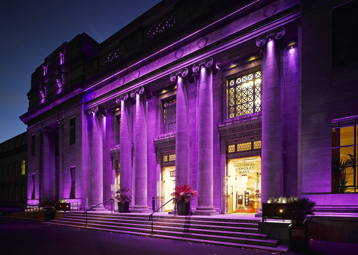 The National Concert Hall on Earlsfort Terrace at night